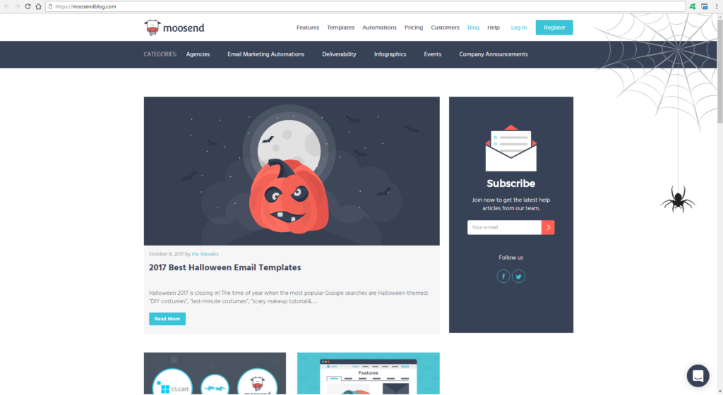 Halloween website idea by Moosend