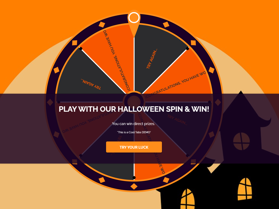 spin the wheel interactive pop up for Halloween