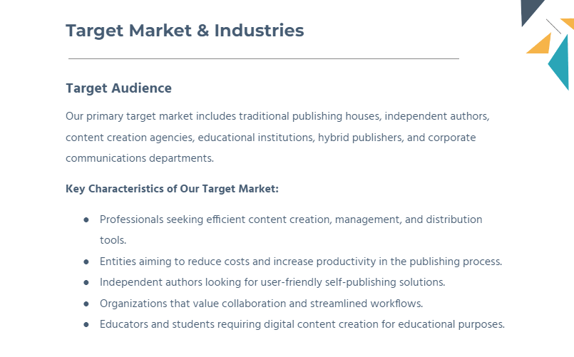 target market and key characteristics