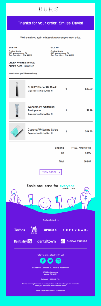 Burst personalized confirmation