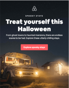 Halloween email introduction example by Airbnb