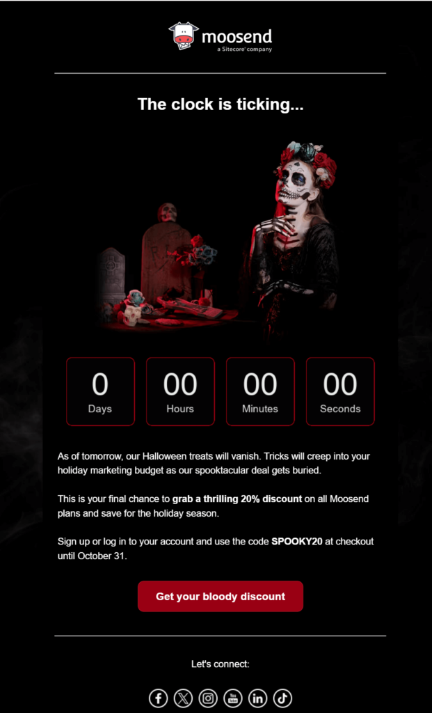 Moosend countdown timer email example