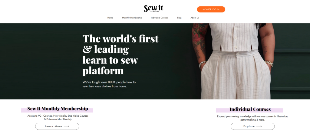 Sew it academy membership website