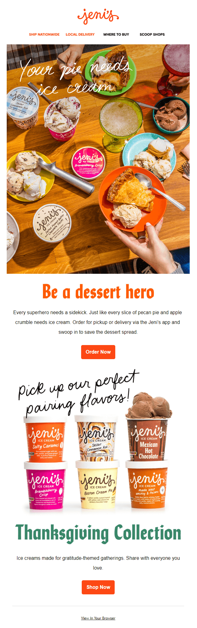 thanksgiving email campaign by jeni's