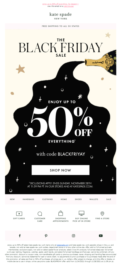 Kate Spade email marketing campaign example
