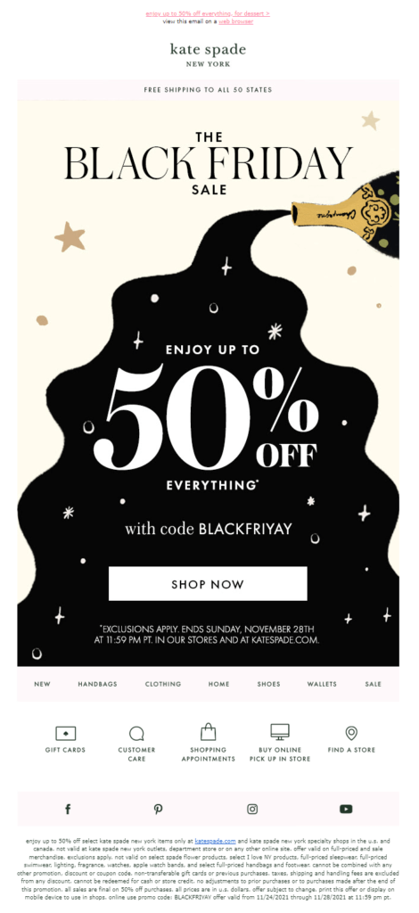 Kate Spade Thanksgiving email