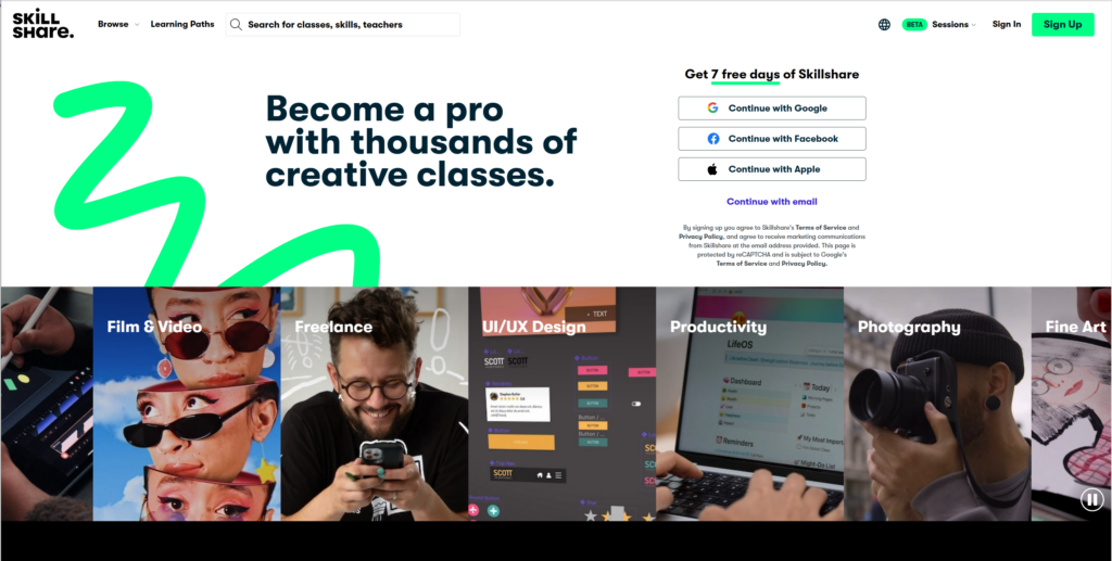 Skillshare online course platform