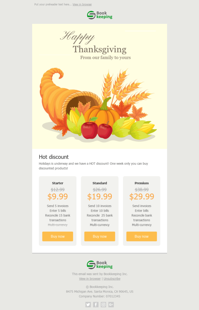 thanksgiving email designs by stripo