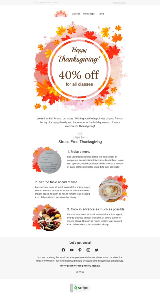 stripo free thanksgiving email design