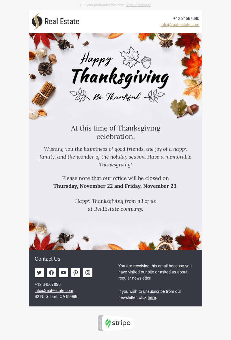 thanksgiving email newsletter design