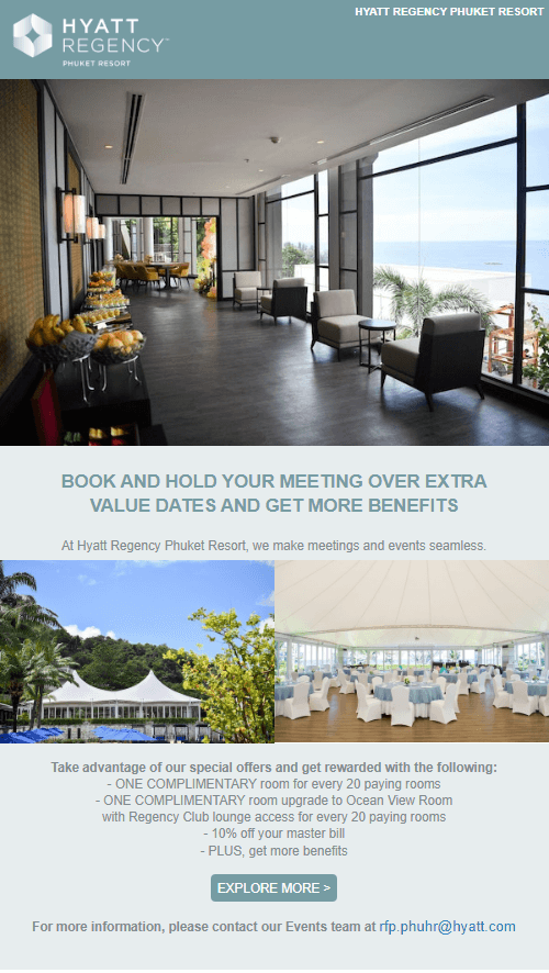 Hyatt Regency resort email marketing