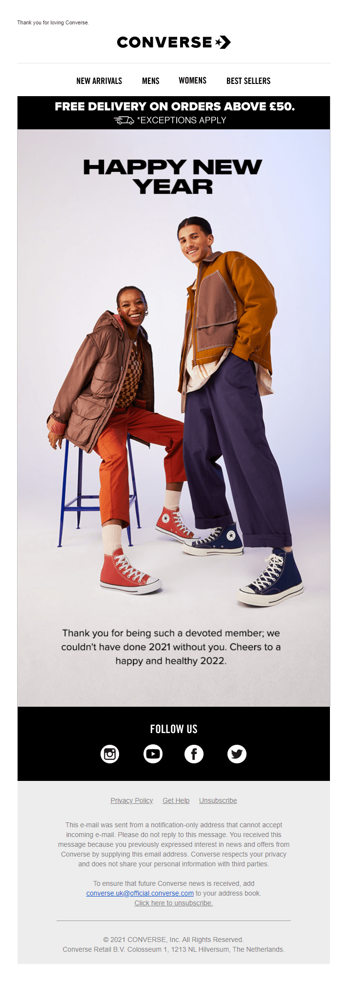 holiday email campaign by Converse
