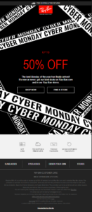 Rayban Cyber Monday email campaign