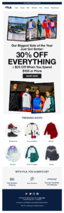Cyber Monday deals campaign by Fila