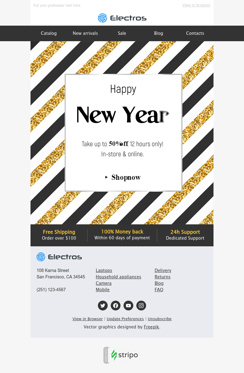 stripo new year newsletter design