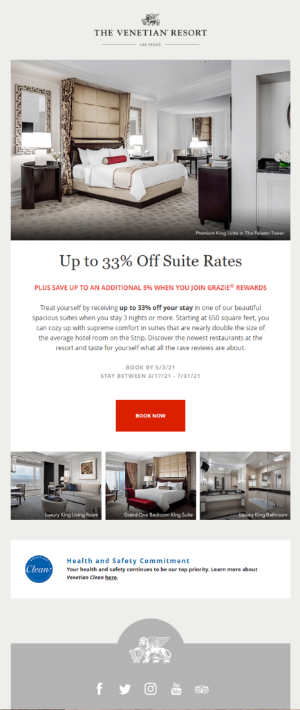 upsell email for hotels example