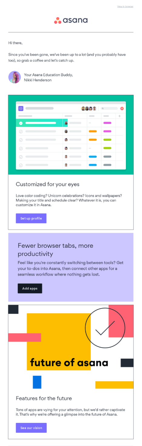 Asana email marketing example