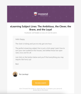 Moosend webinar reminder email