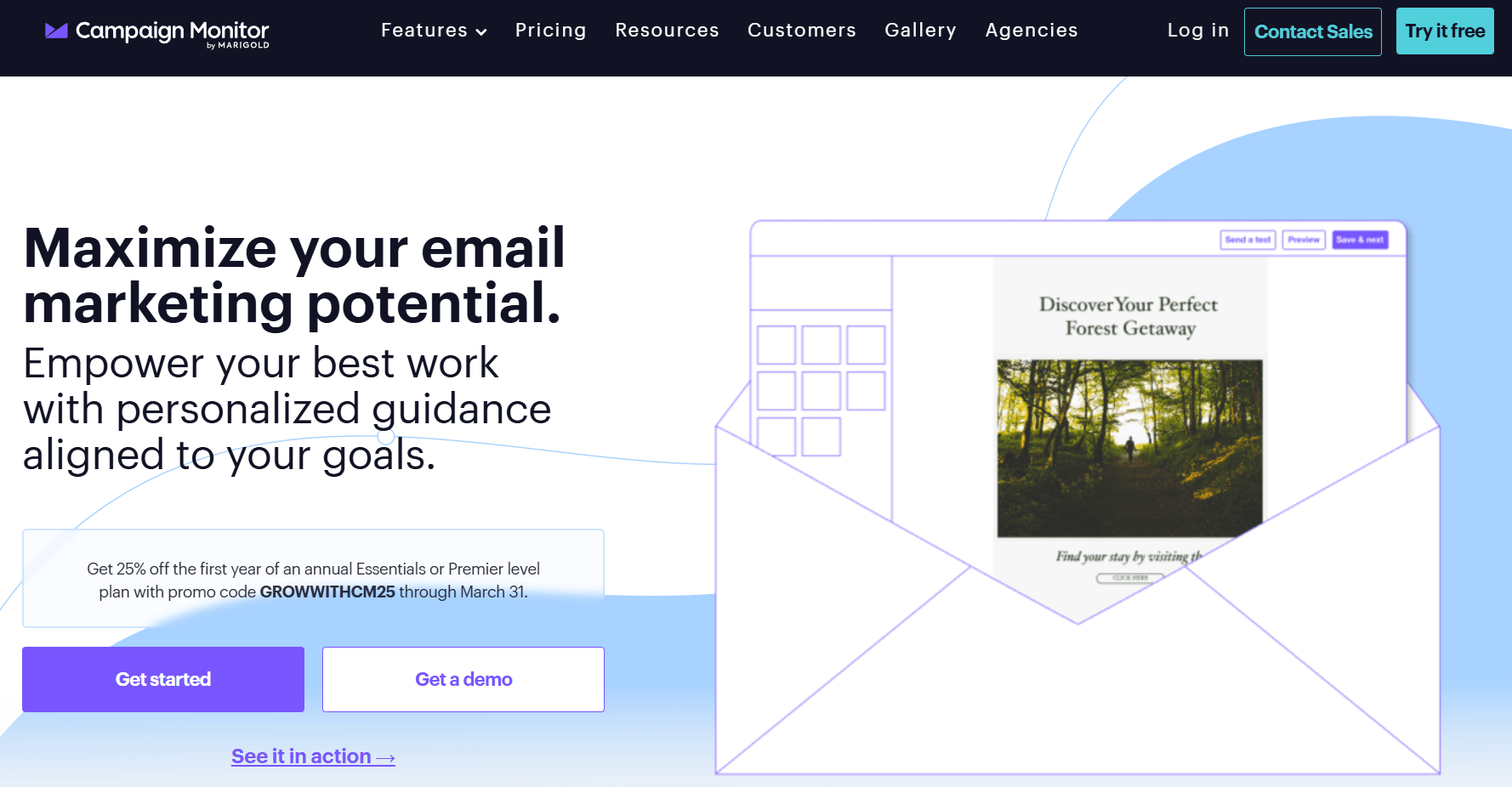 Campaign Monitor's home page