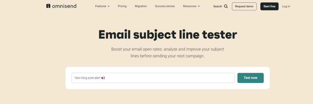 Omnisend subject line testing tool