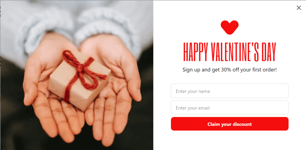 Happy Valentine's Day signup form