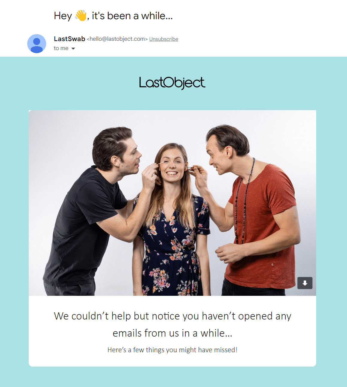 LastObject re-engagement email campaign example