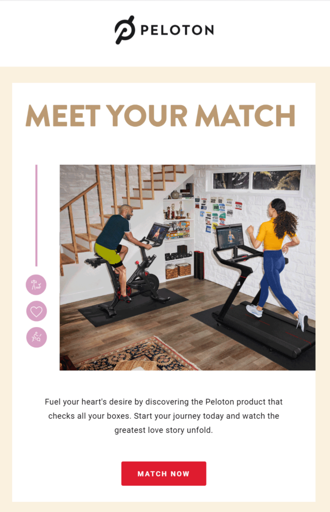 Peloton email CTA example