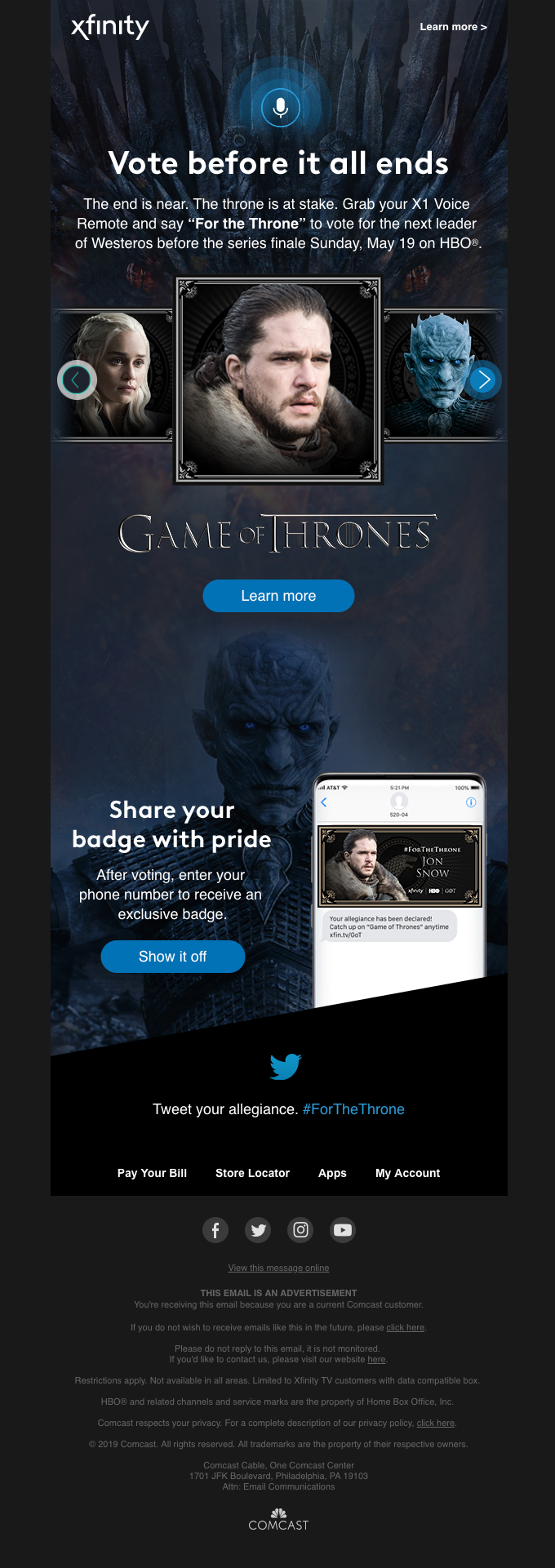 xfinity interactive email example