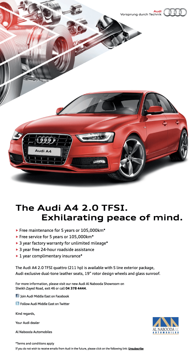 Audi promotional email campaign example