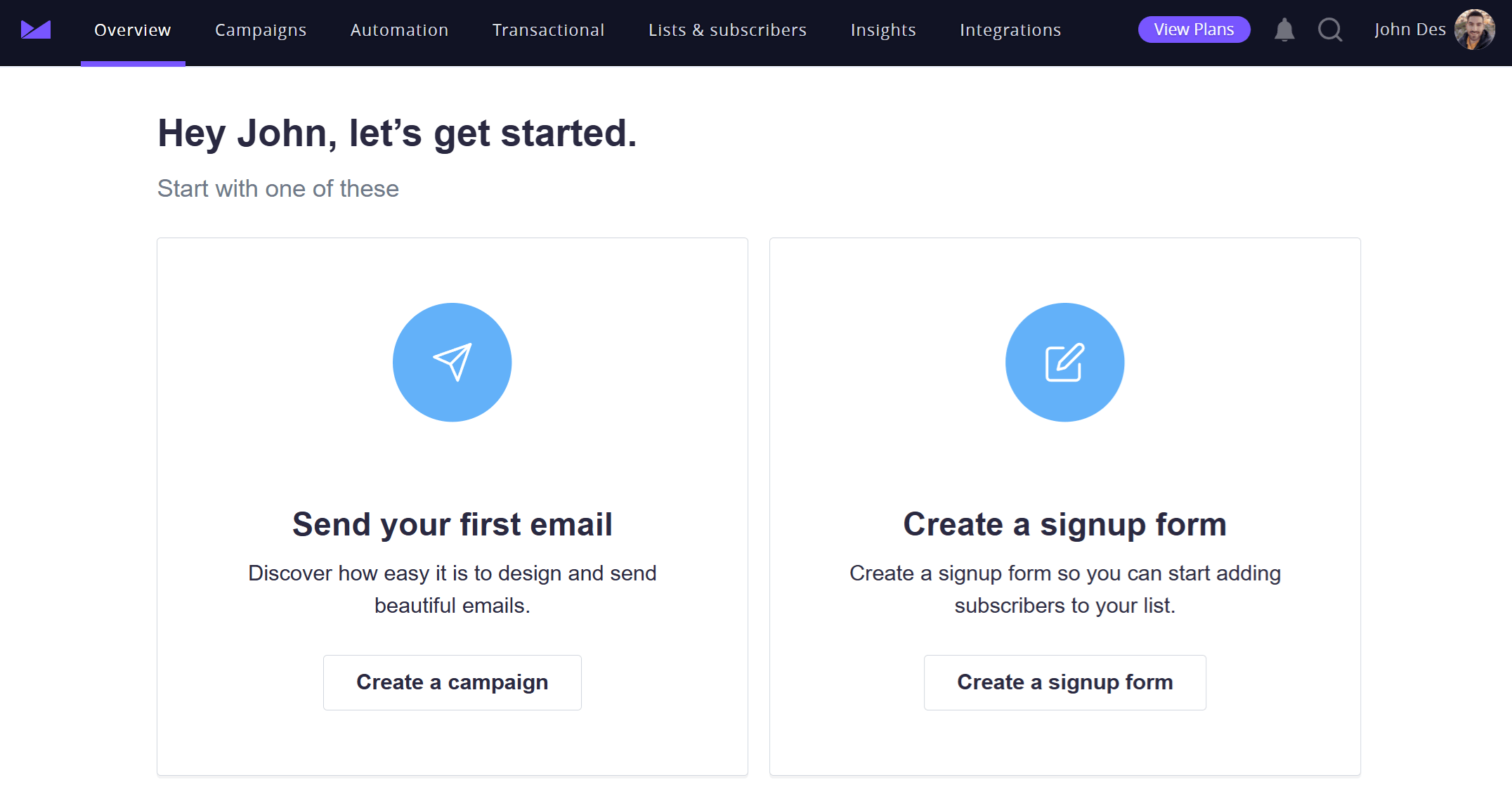 Campaign Monitor dashboard