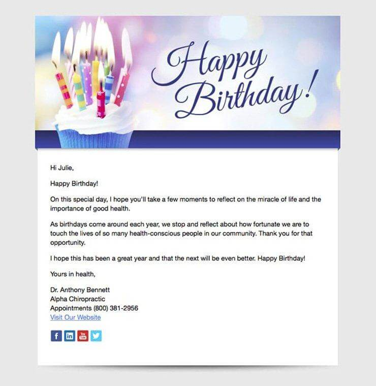 happy birthday email for hospitals