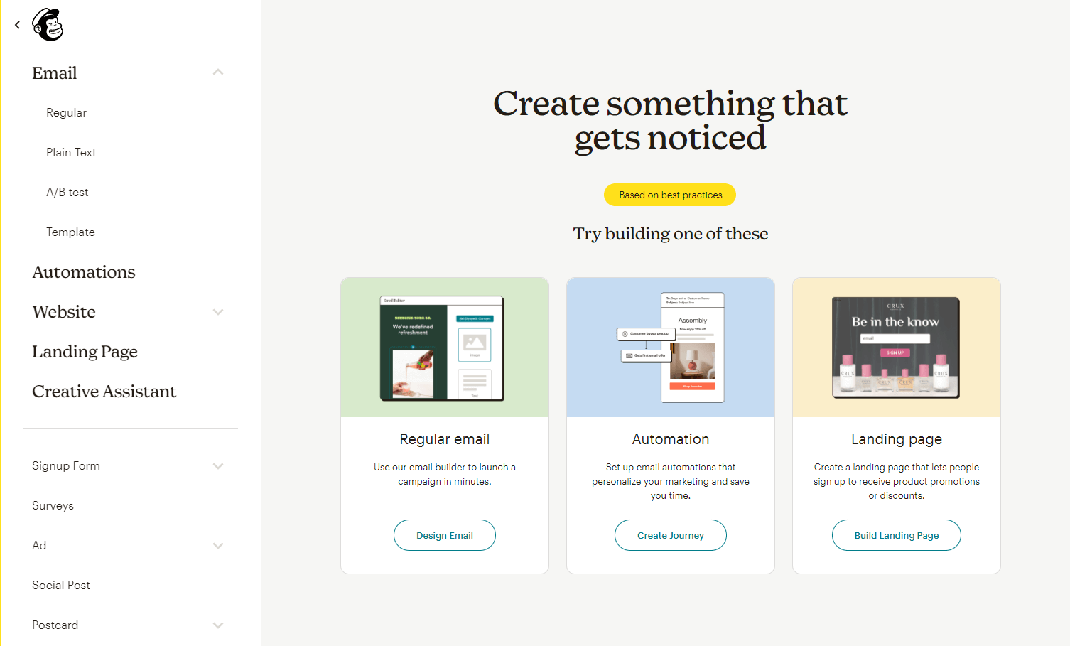 Mailchimp dashboard