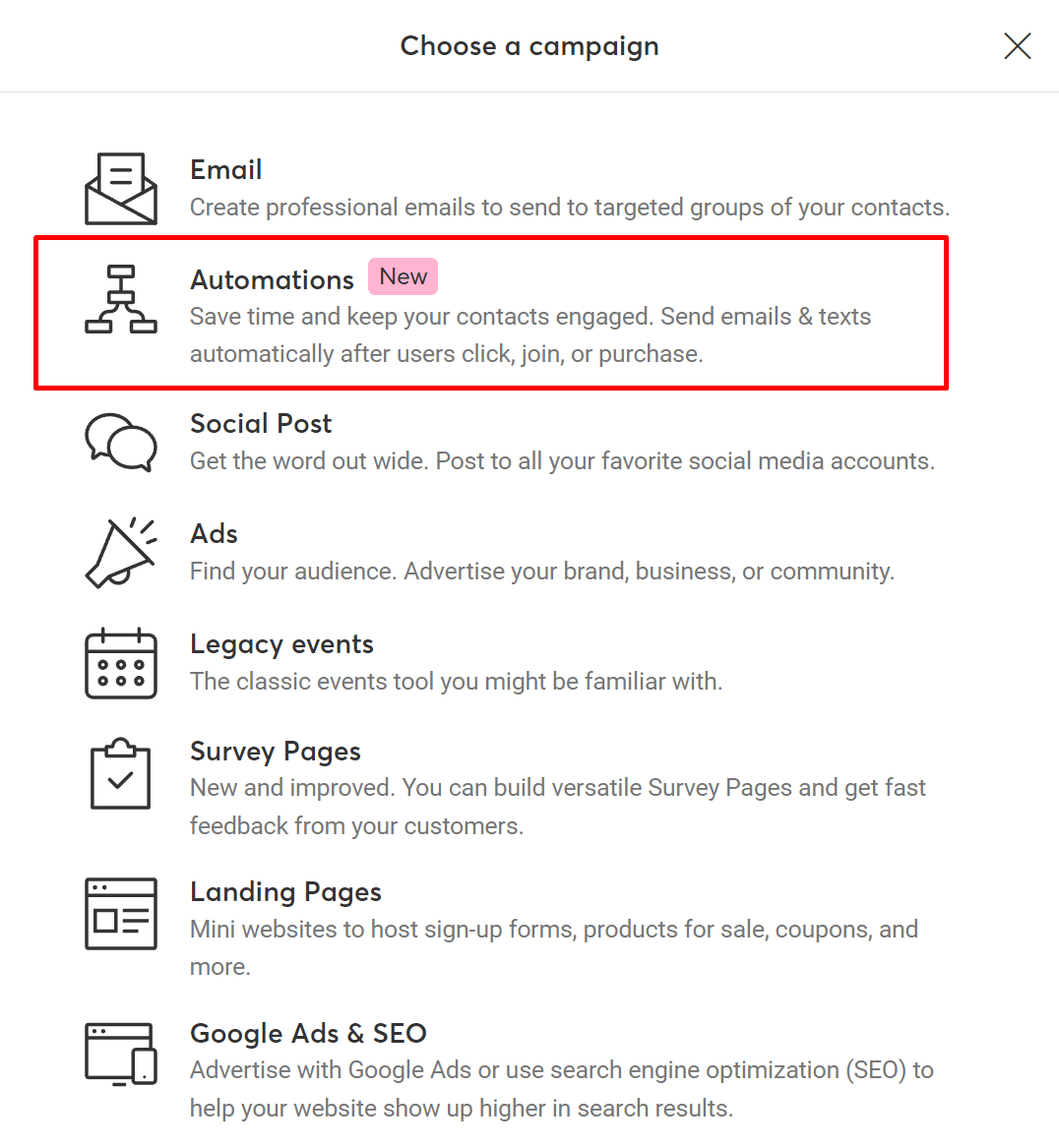 Constant Contact automations creation