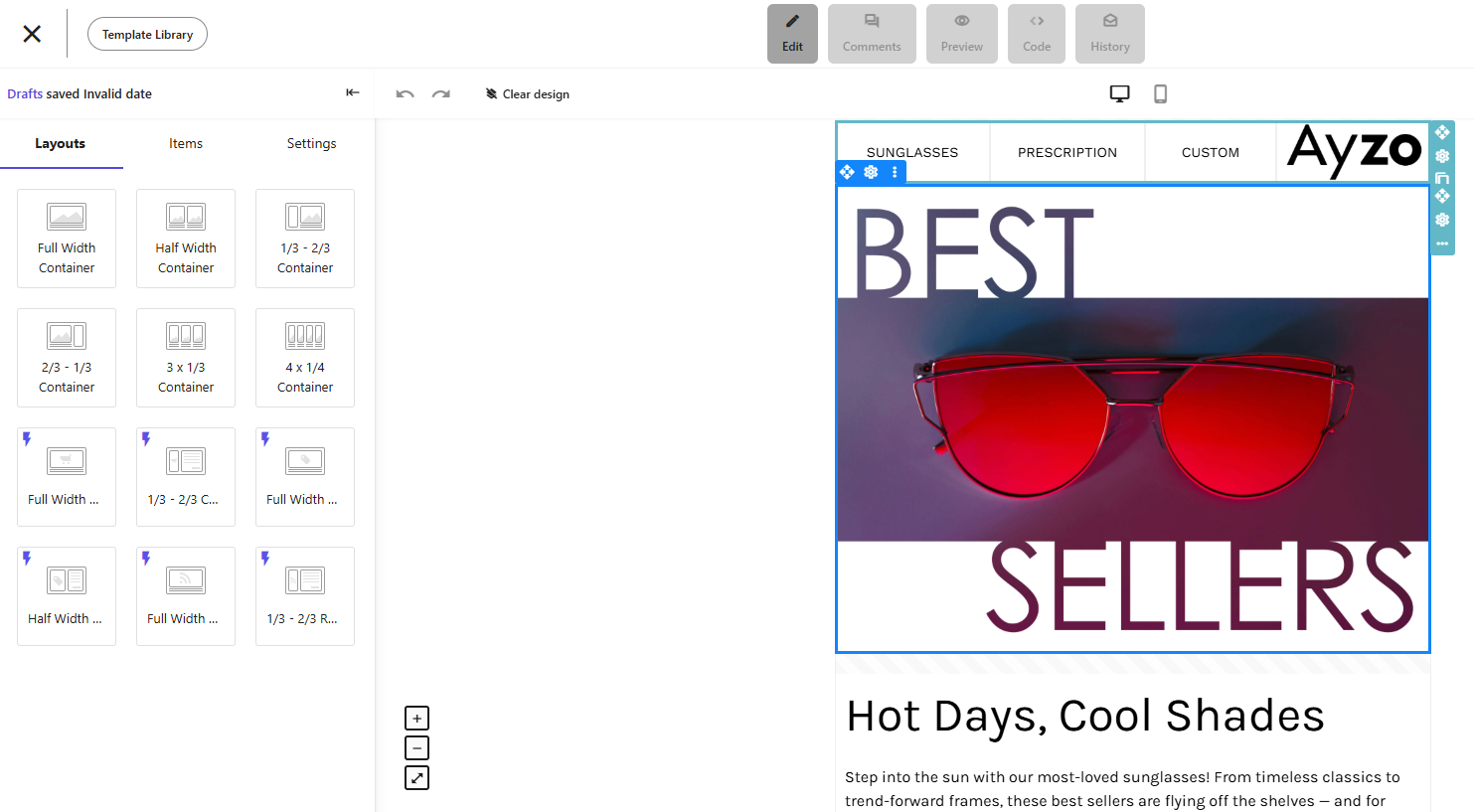 Moosend's editor email creation in Moosend's email editor