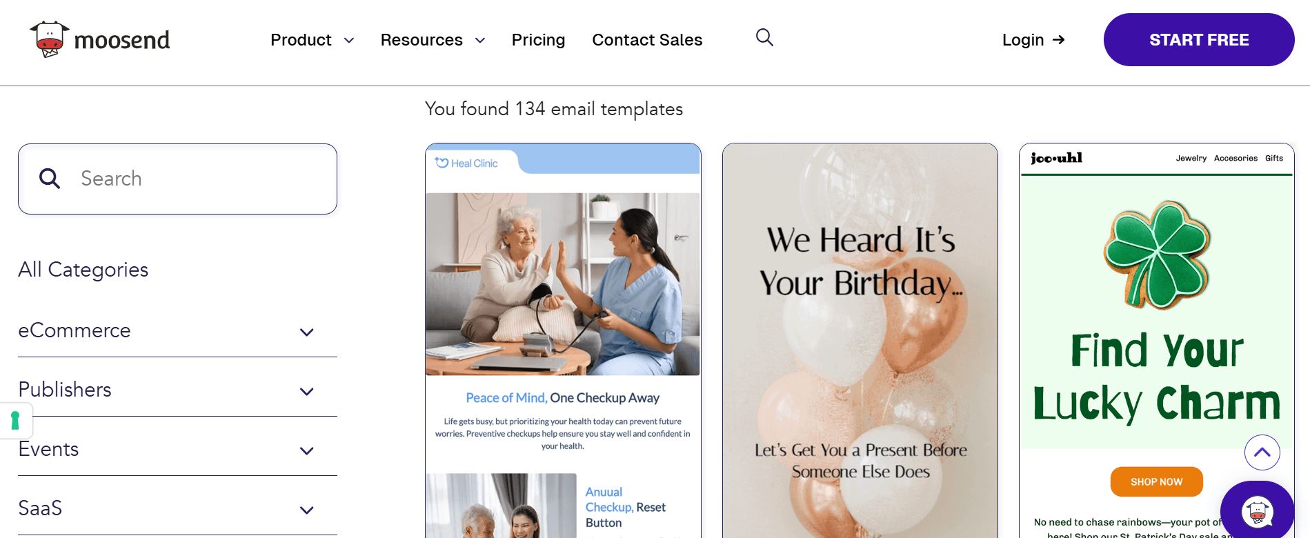 Moosend's template library Moosend's email template library