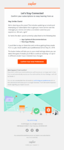 Zapier's reminder campaign update-email-preferences reminder email by Zapier