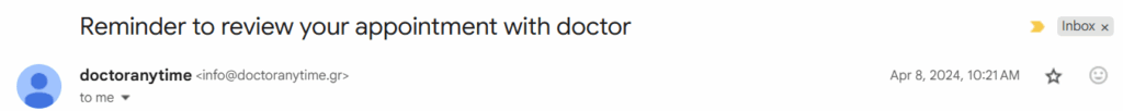 doctor appointment review request reminder email