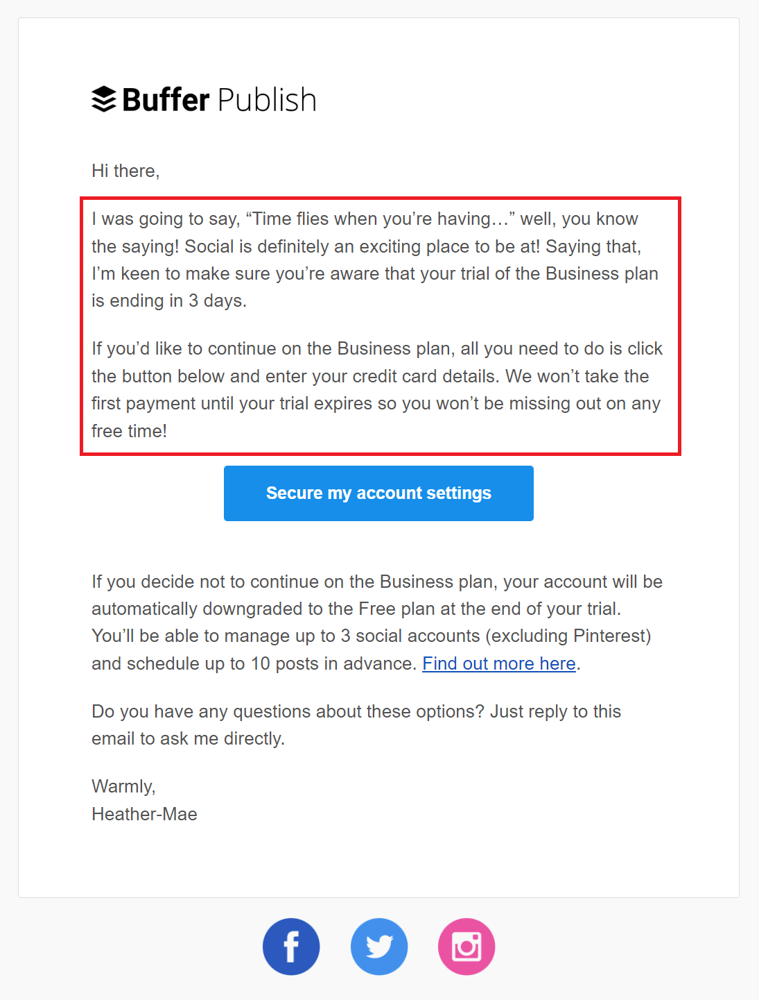 buffer reminder email situation description