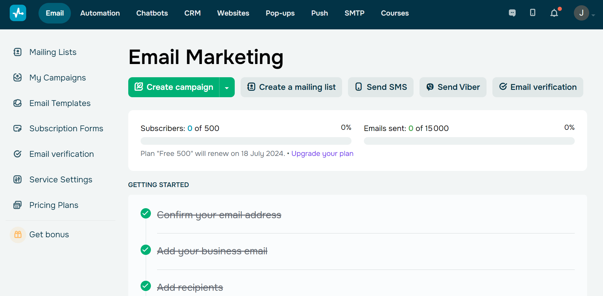 sendpulse free email tool