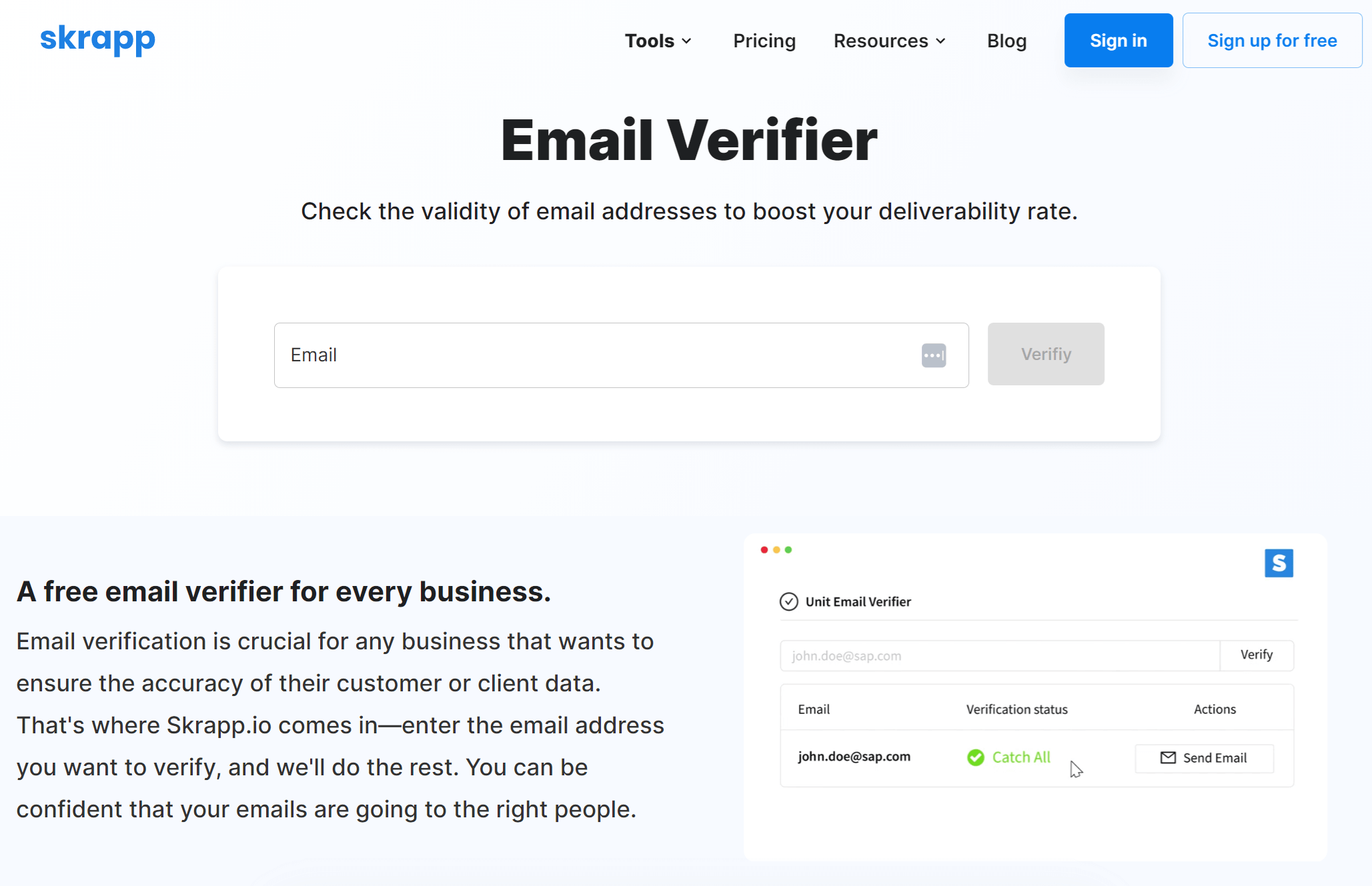 skrapp email verifier tool