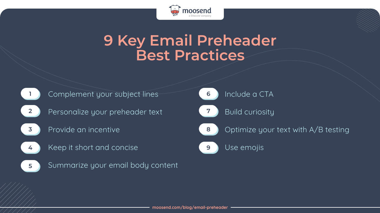 A graph showing the 9 benefits of email preheaders