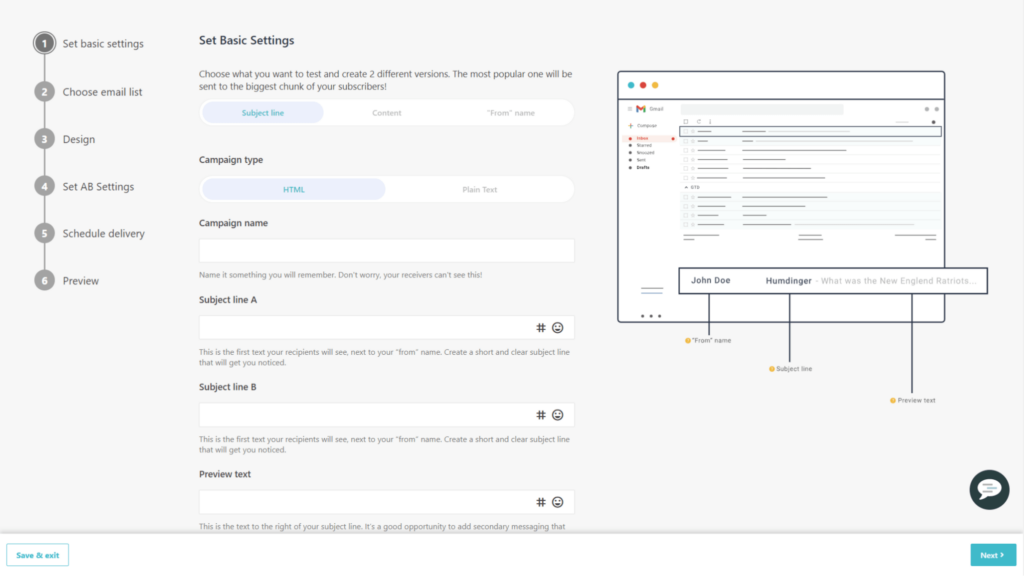 Moosend A/B testing