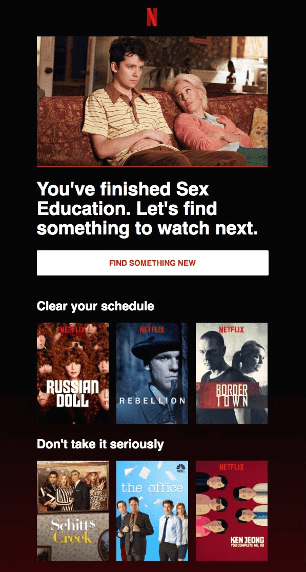 Dynamic email content from Netflix.