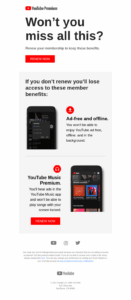 membership renewal email by YouTube Premium