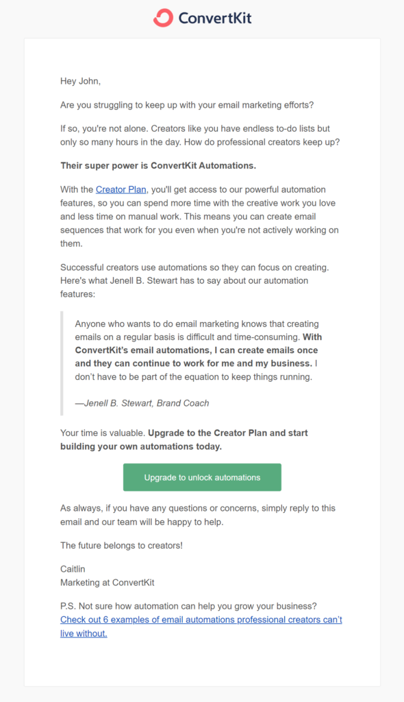 convertkit upgrade onboarding email