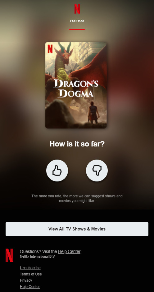 Netflix personalized email campaign with multiple calls to action