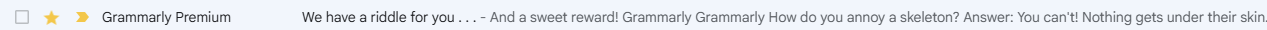 email preview text with a skeleton riddle by Grammarly 