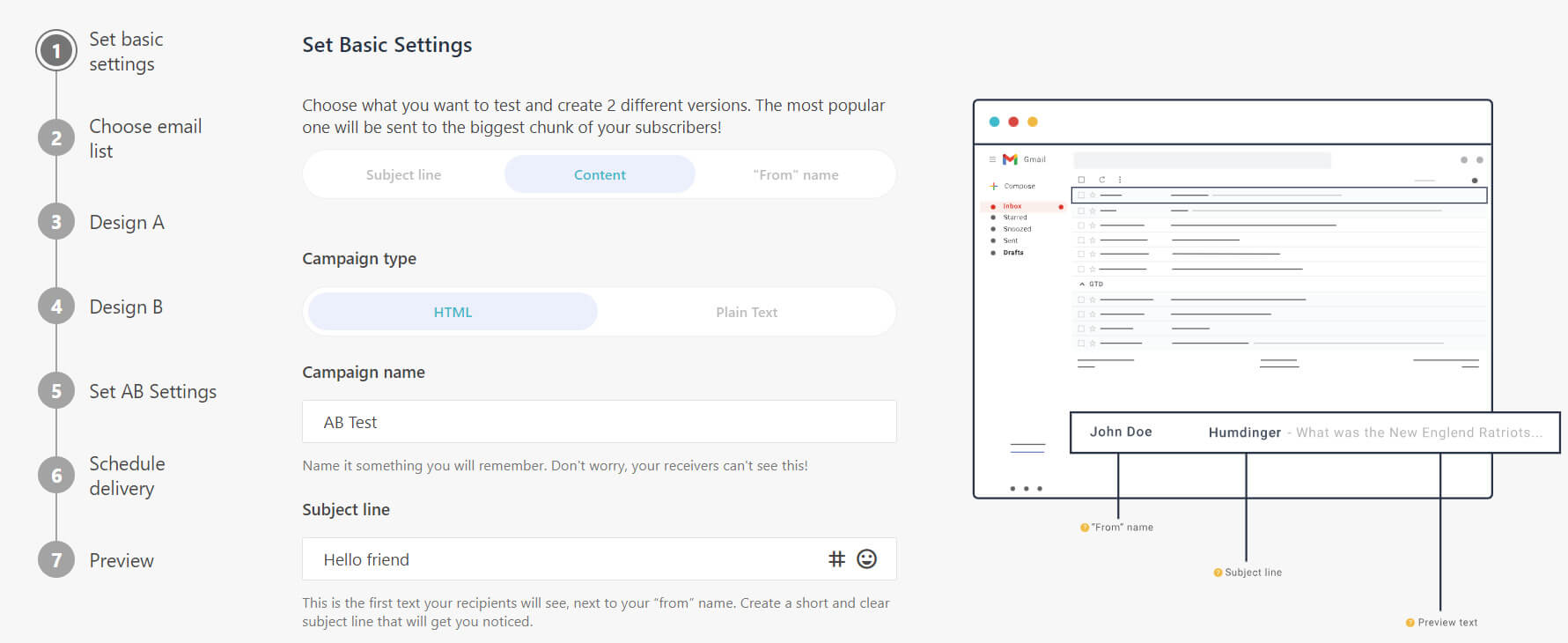 Moosend ab testing feature