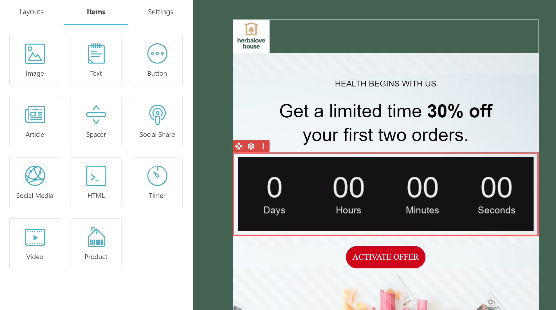 moosend email campaign countdown timer