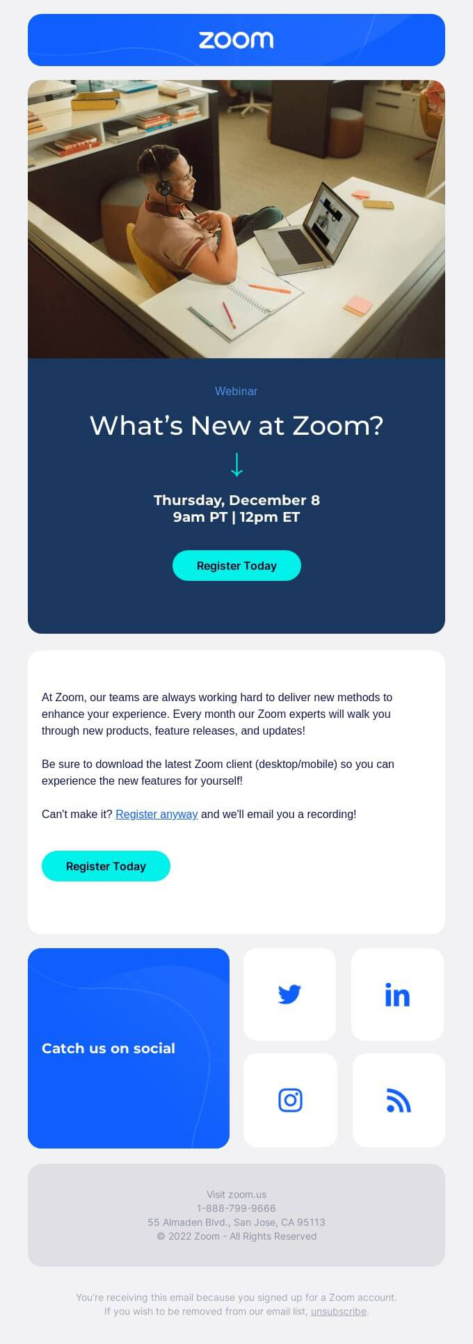 Webinar email example by Zoom
